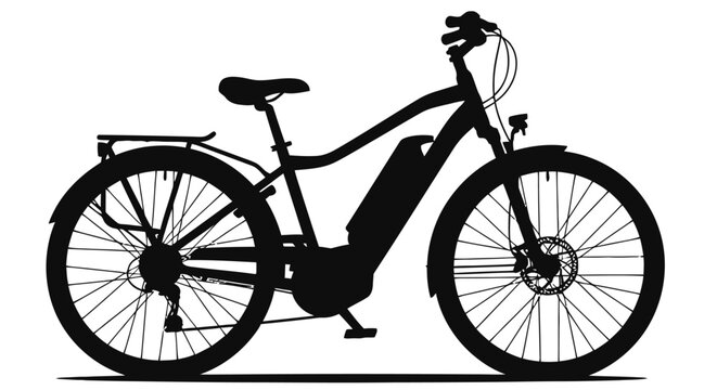 Electric bicycle silhouette a sustainable transport solution for city commuting promoting eco-friendly urban mobility and healthy lifestyles ideal for green initiatives.