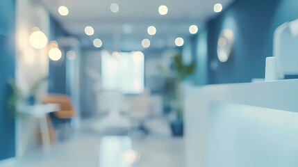 Blurred dental clinic background, Defocused interior of modern dental office,  Beautiful dental cabine, Generative AI illustrations.

