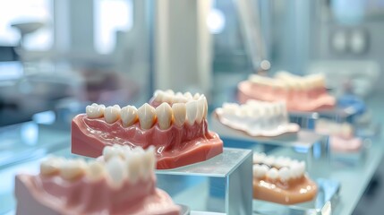 Close up Implan model tooth support fix bridge implan and crown, Generative AI illustrations.