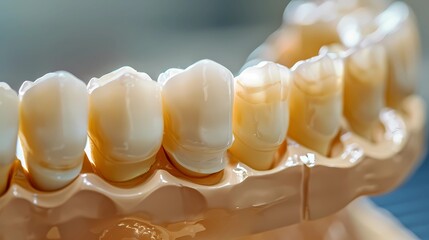 Close up Implan model tooth support fix bridge implan and crown, Generative AI illustrations.