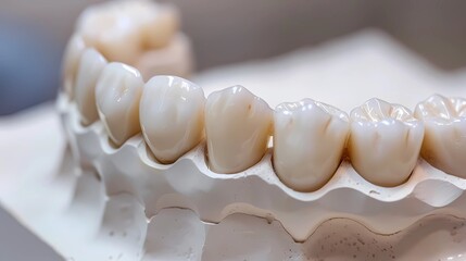 Close up Implan model tooth support fix bridge implan and crown, Generative AI illustrations.