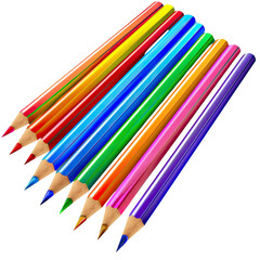 Fototapeta premium Colorful pencils arranged diagonally, vibrant hues