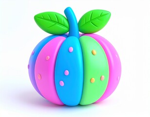 claymorphic easter eggs with green leaves