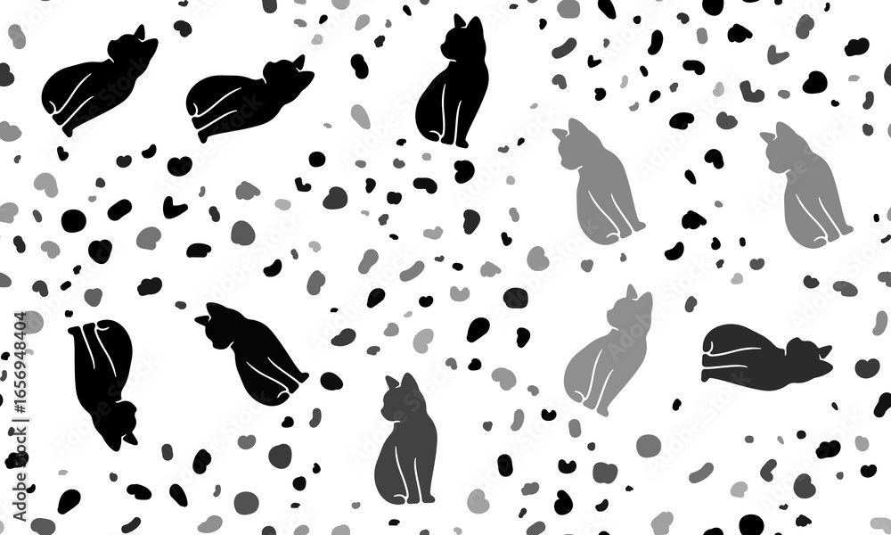 Poster abstract seamless pattern with cat symbols. creative leopard backdrop. illustration on transparent b