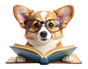 puppy reading book