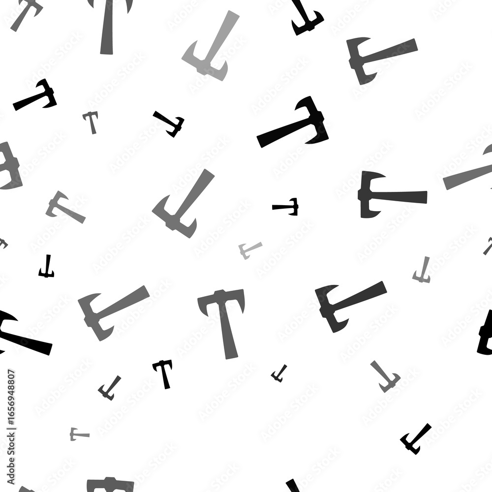 Poster seamless vector pattern with axe symbols, creating a creative monochrome background with rotated ele