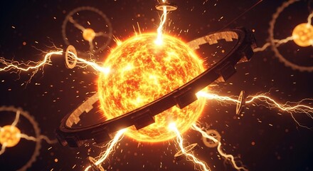 Fototapeta premium Futuristic energy concept artwork. An energy source powering technology and innovation. Great for technology, science, engineering or industrial design use. 