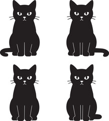 Black Cat Silhouettes Collection – Vector Set of Cat Shapes and Poses