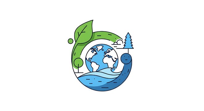 Minimalist Climate Change Awareness Illustration &ndash; Green and Blue Flat Vector Design
