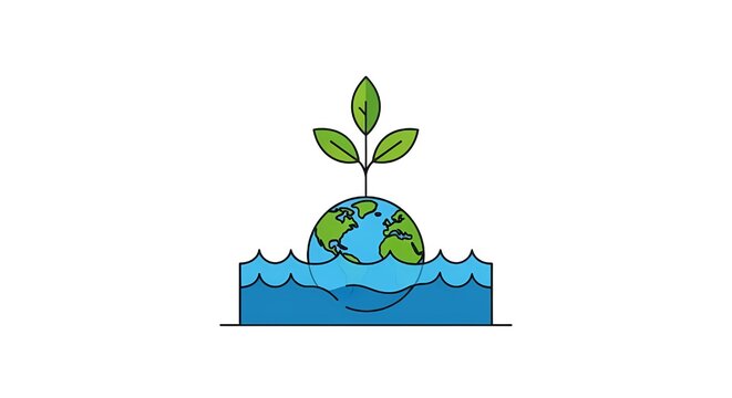 Climate Action Infographic Illustration &ndash; Minimalist Flat Green and Blue Vector
