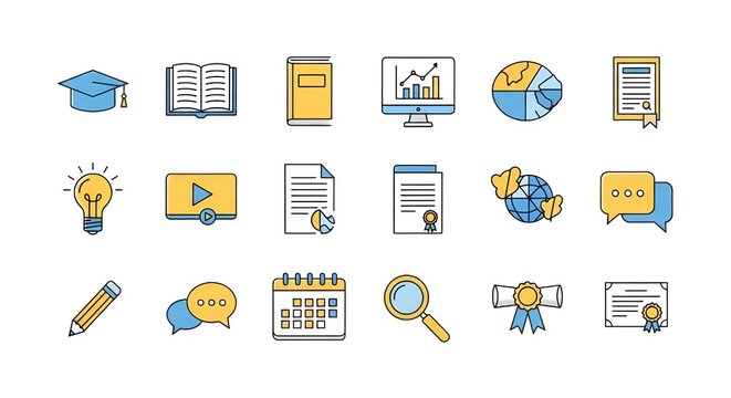 E-Learning Infographic Icons &ndash; Minimalist Flat Education Vector Pack