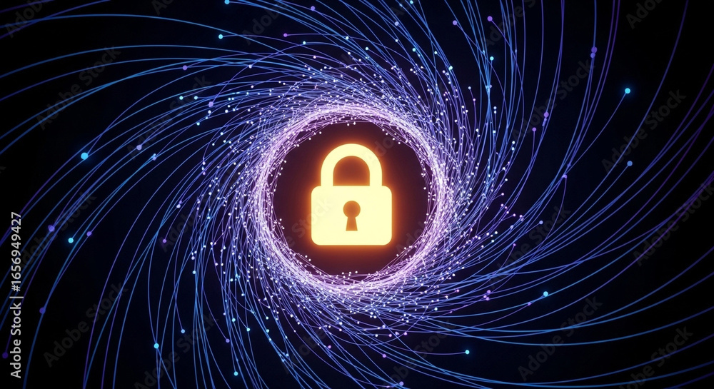 Poster security data privacy protection network technology digital safety cyber security lock padlock secur