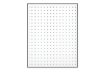 White dotted paper sheet with grey frame on transparent background