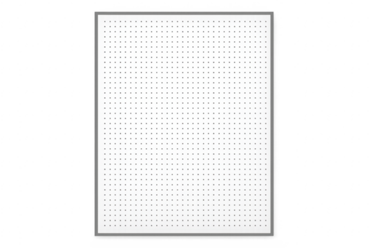 White dotted paper sheet with grey frame on transparent background