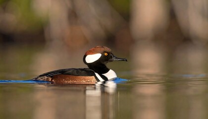 A beautiful duck floats gracefully on the water.