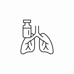 vaccination vial lungs icon sign vector