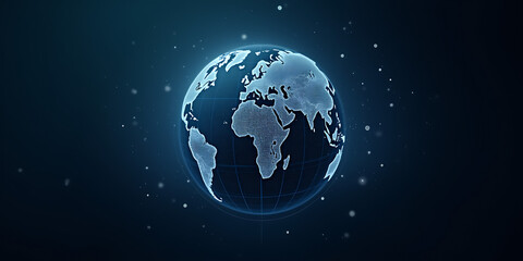 Digital world globe centered on Europe, concept of global network and connectivity on Earth, data transfer and cyber technology, information exchange and international telecommunication 
