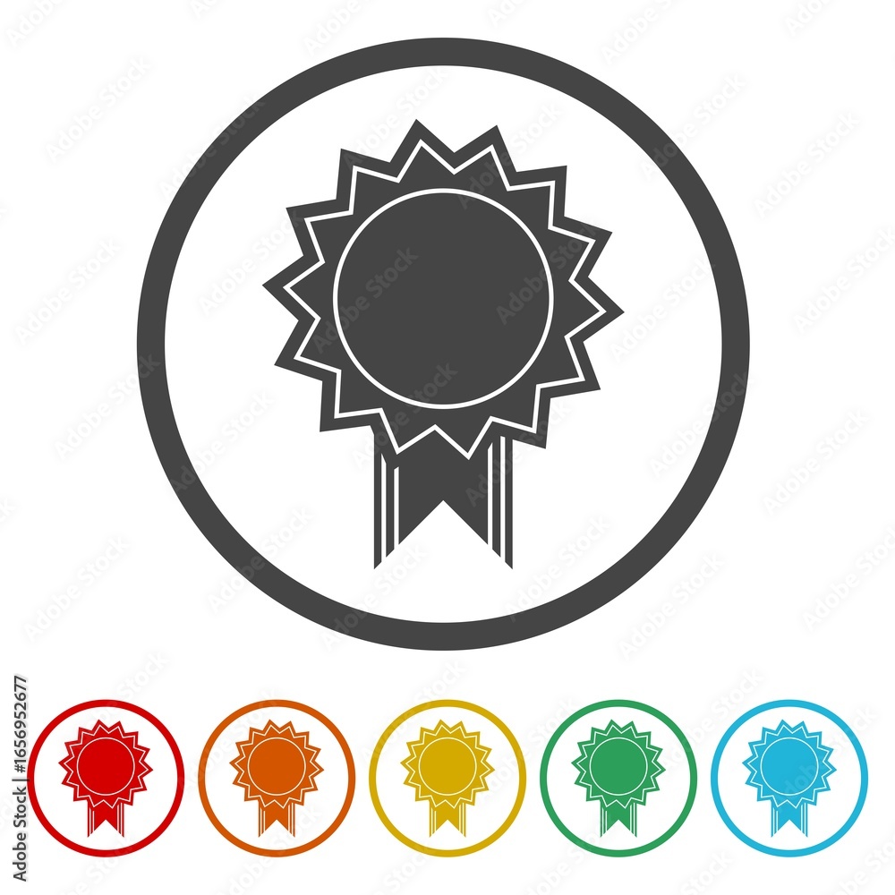 Poster empty badge icon. set icons in color circle buttons