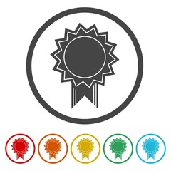 Empty badge icon. Set icons in color circle buttons