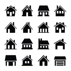 House icons set, home icon vector, real estate icons, silhouette home icon. Vector illustration.