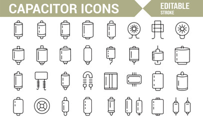 Line Art Capacitor Symbols for Electrical Systems and Equipment Design