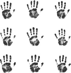 Set silhouette of handprint isolated on transparent background. Vector illustration