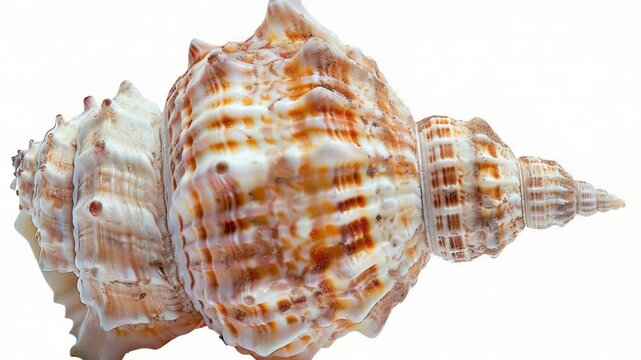 A close-up shot of a beautiful sea shell on a white background, great for decoration or design projects