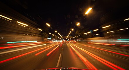 Night Drive: Streaking City Lights, Motion Blur, Urban Speed