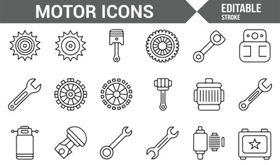 Editable Motor Icons Set for Automotive and Mechanical Design Projects