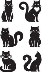 Black Cat Silhouettes Collection – Vector Set of Cat Shapes and Poses