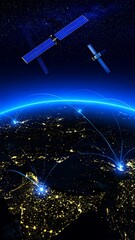 Earth with satellites and network connections