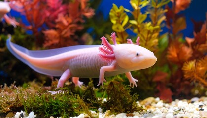 Obraz premium Pink axolotl in an aquarium