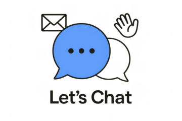 Chat concept with speech bubbles, waving hand and mail envelope on transparent background