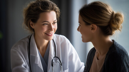 A caring doctor consults a patient in a warm atmosphere