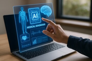 A futuristic look at medical diagnosis powered by artificial intelligence.