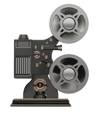 Naklejka premium Old movie projector isolated on transparent background. 3D illustration