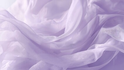 Obraz premium Closeup of a delicate and translucent purple chiffon fabric with soft waves and elegant curves, creating a luxurious and smooth texture