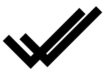 Black double line tick symbol, PNG with transparent background, minimal and bold check icon for...