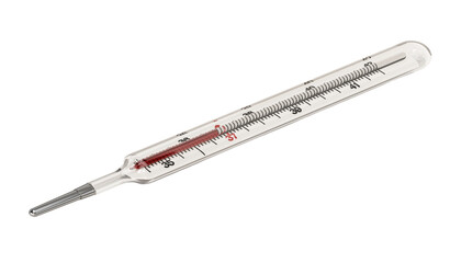 Analogue thermometer isolated on transparent background. 3D illustration