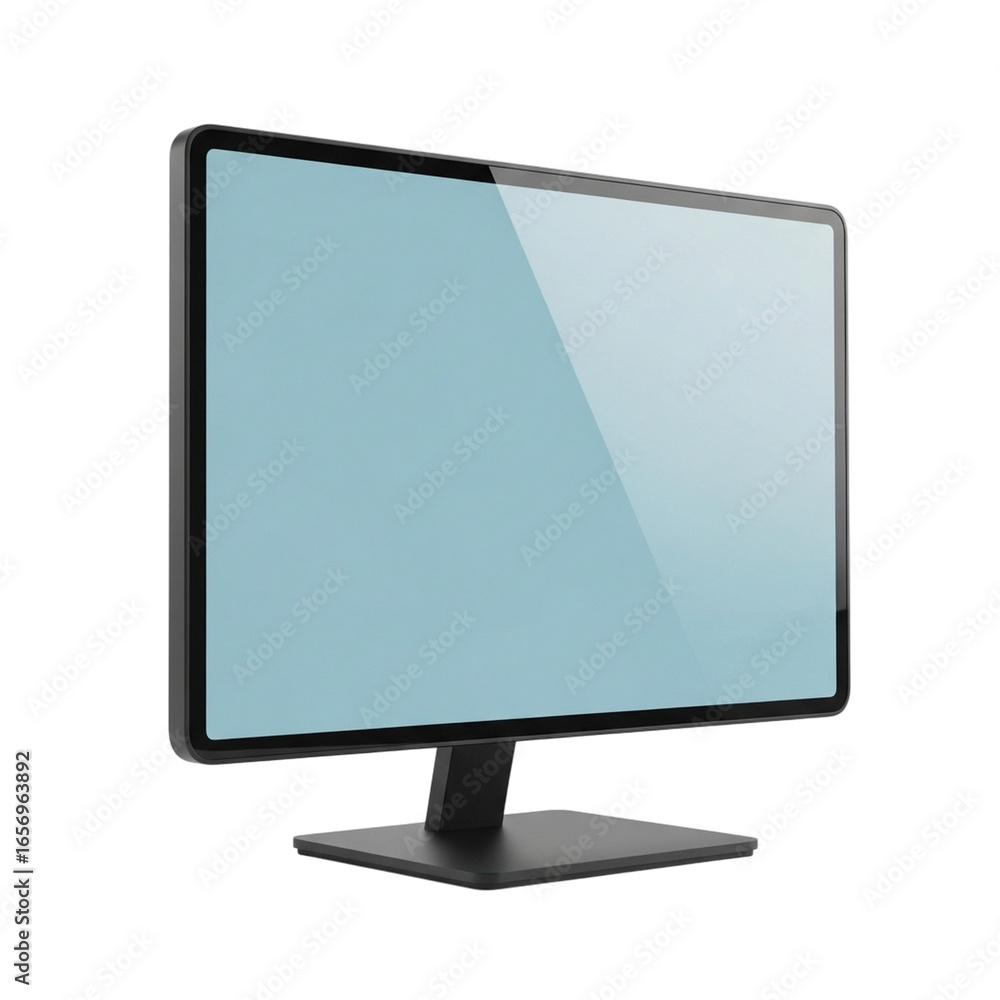 Fototapete modern computer monitor display showing light blue screen with sleek design and stand captured in st