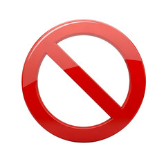 Fototapeta premium Red forbidden symbol circle slash sign indicating prohibition and warning against dangerous or restricted actions transparent background