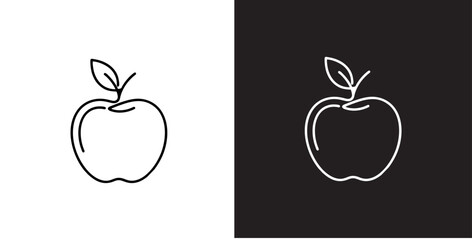 apple line art logo. Simple Logo of apple. Simple black and white line drawing of an apple