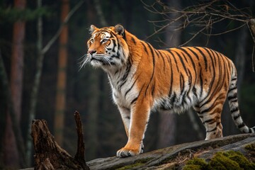 Obraz premium Close tiger male. Wild adult animal in the natural habitat