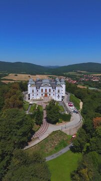 Aerial drone view of Halič Castle (Galicia Nueva), Slovakia