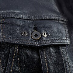 Dark leather jacket detail, close-up