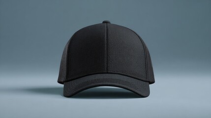 Black Baseball Cap Mockup Front View, 3D Render, Textile Texture, Headwear Design baseball cap, mockup