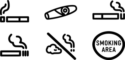 Cigarette icon vector set. Cigar illustration sign collection. smoke symbol. Smoking area logo.