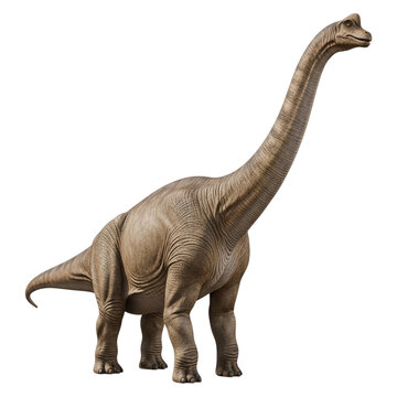 Majestic brachiosaurus dinosaur with long neck and tail in a realistic 3d render transparent background
