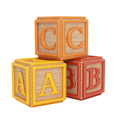Toy blocks isolated on transparent background. 3D illustration