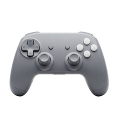 Modern gray game controller front view ready for digital gaming entertainment and e-sports competition transparent background
